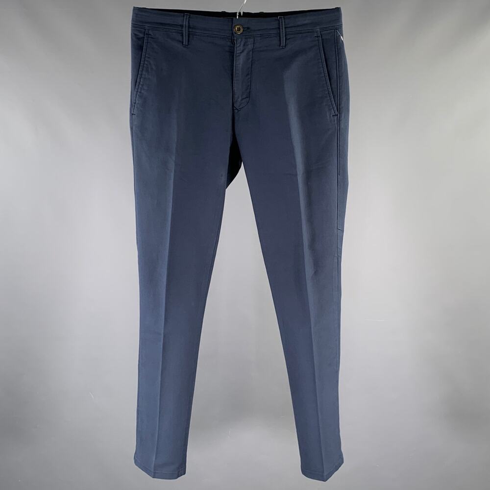 INCOTEX Size 32 Navy Slim Casual Pants